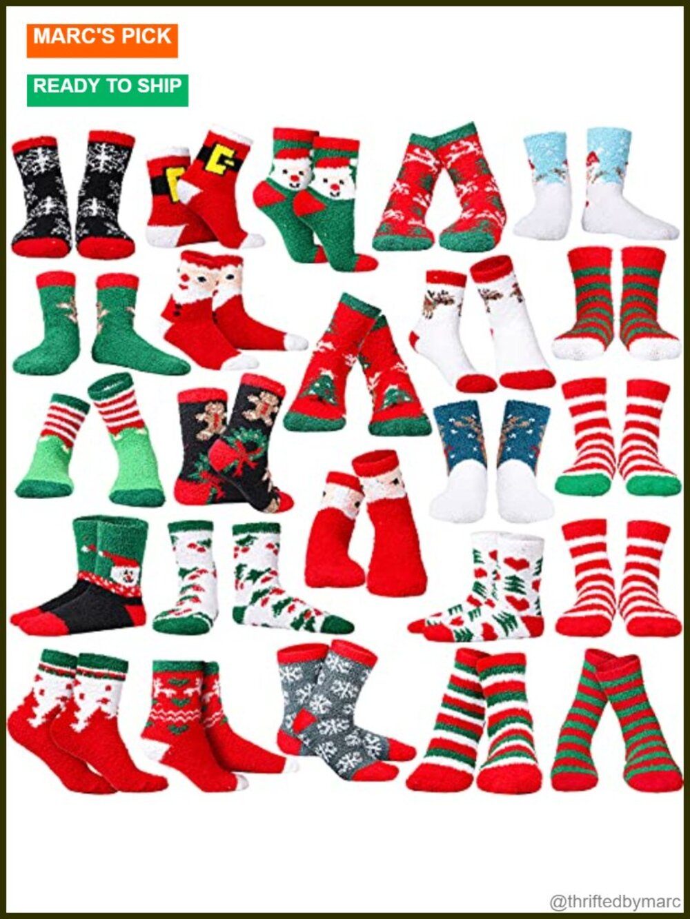 SATINIOR 24 Pairs Christmas Fuzzy Slipper Socks Coral Fleece Cozy Warm
